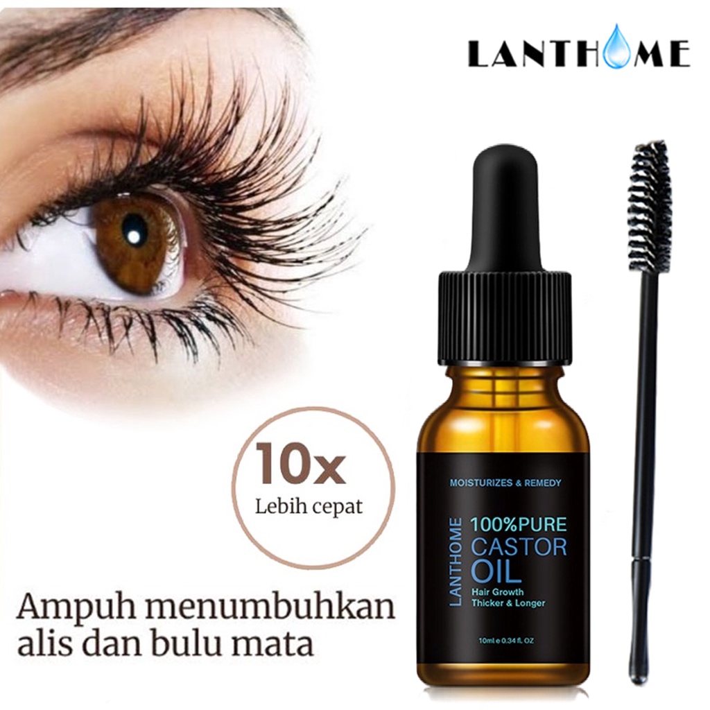 LANTHOME Castor Oil Penumbuh Bulu Mata dan Alis 10ml 7 Hari Penebal Pemanjang Bulu Mata dan Alis Perawatan Bulu Mata