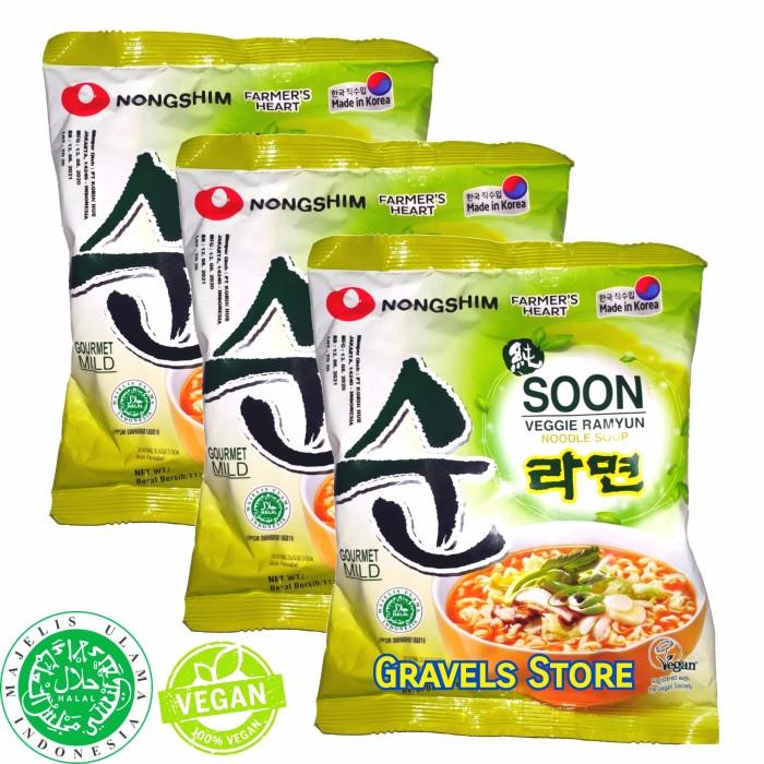 

[3 Pcs] Nongshim Soon Veggie Ramyun - Mie Ramen Vegan Vegetarian Korea 024