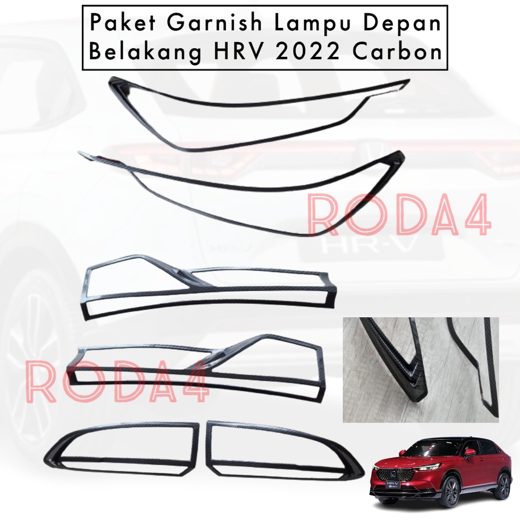 Paket Garnish HRV 2022 Lampu Depan Belakang Mobil Hr-v 2023 Chrome Carbon Blacktivo