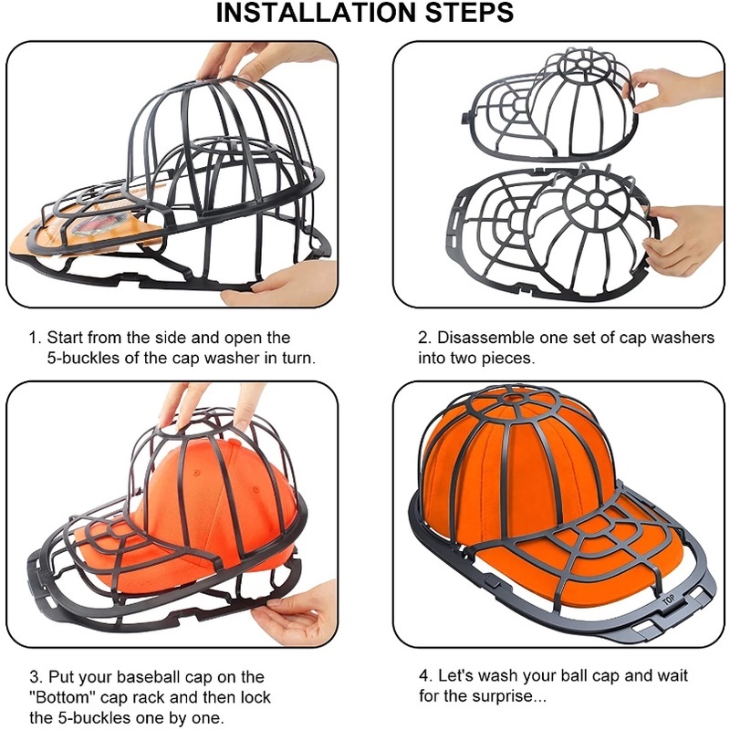 Topi Anak Dewasa Rak Pengering Topi Pembersih Menyimpan Kandang Topi Anti Deformasi Keranjang Cuci Topi Baseball Washing Frame