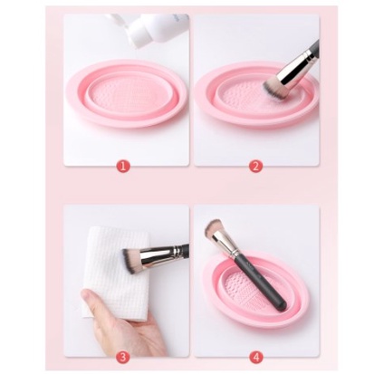 【Bayar di tempat】Foldable makeup brush cleaning bowl Wash Tool Ember Lipat Mini Cuci Alat2 Rias Kuas Sponge
