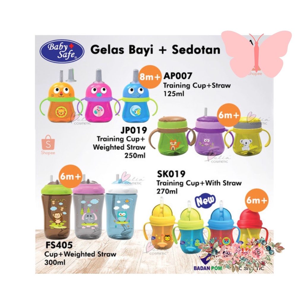 BabySafe Baby Safe Training Cup JP019 / FS405 / SK019 / Botol Minum Sedotan Bayi Anak 250ml 270ml 300ml - Cangkir Minum