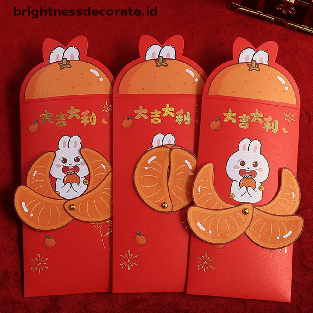 [Birth] 6pcs/set 2023tahun Kelinci Amplop Merah Dekorasi Imlek2023Hongbao [ID]