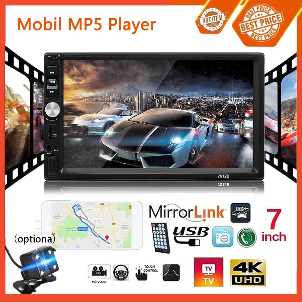 Radio Mobil 2Din Universal 7inci HD Mirrorlink Mobil MP5 Multimedia Player Layar Sentuh Stereo HD Dukungan Bluetooth Radio FM/USB/kartu TF Fungsi