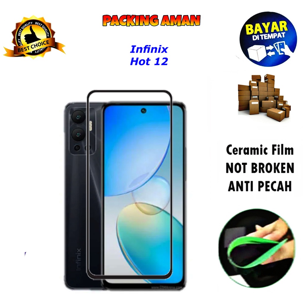 Tempered Glass Infinix Hot 12 FULL COVER FULL SCREEN Ceramic Film Anti Gores