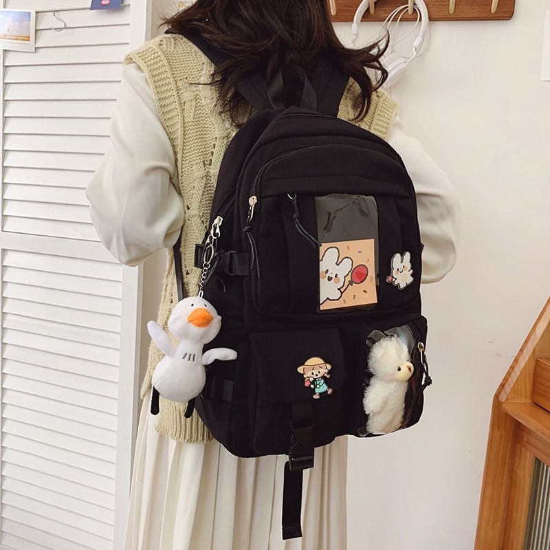 TASHAPPY  EL 4339 Tas RANSEL Wanita Bahan Canvas Free Gantungan Boneka LucuTerbaru model korea supplier tas import