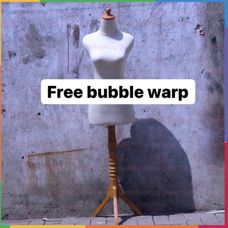 [COD] W078W078 MANEKIN PATUNG BAJU SETENGAH BADAN KREM KAKI KAYU | MANEKIN BAJU | MANEKIN WANITA ➙Di