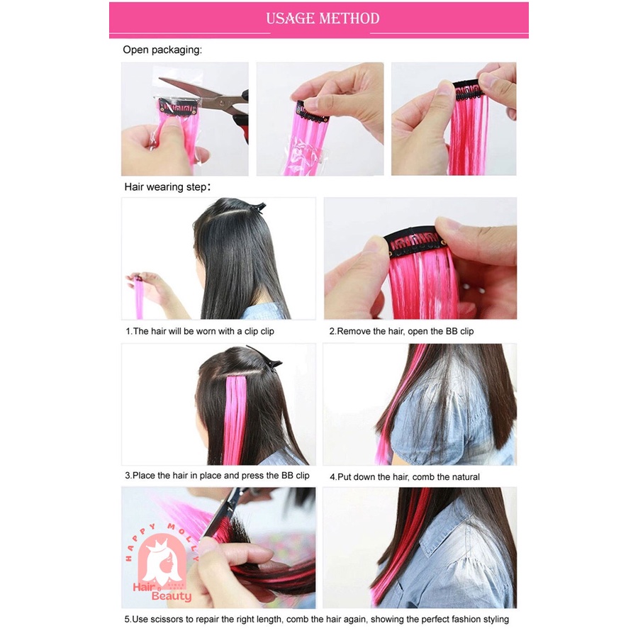 Hair Clip Extension Curly - Highlight Rambut Sambung Palsu - Fashion Wanita Korea - Headpiece Warna Warni W8156 ( Group )