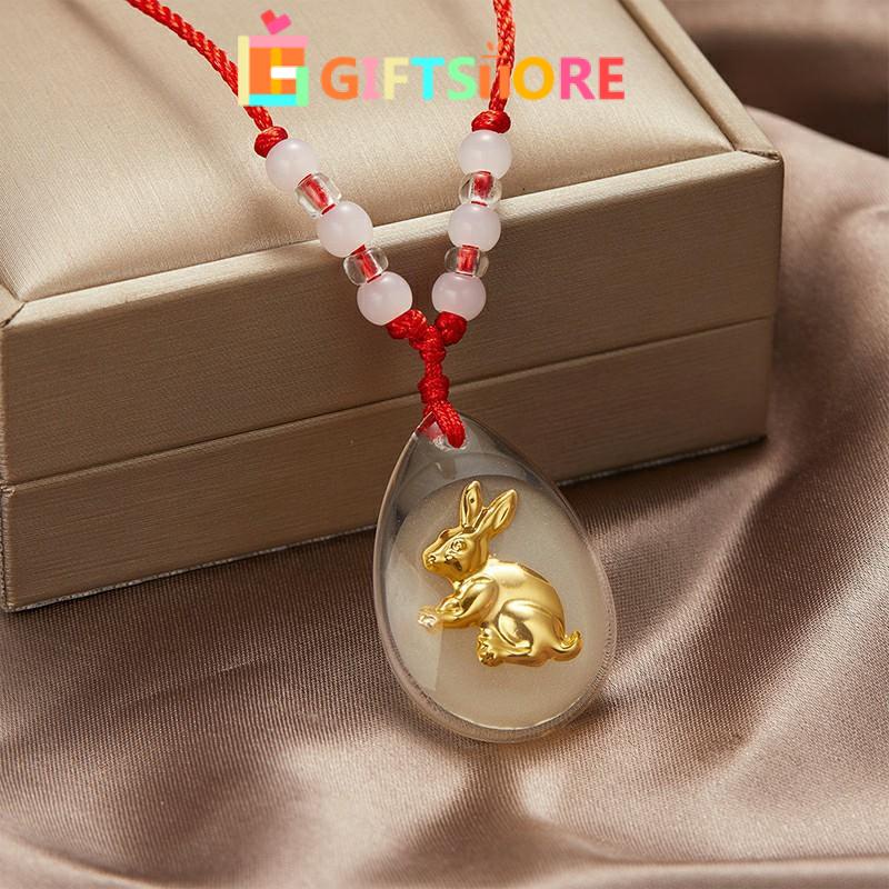 COD Kalung Tali Liontin Bercahaya Kristal Liontin Zodiak Emas Indah Merah-GS