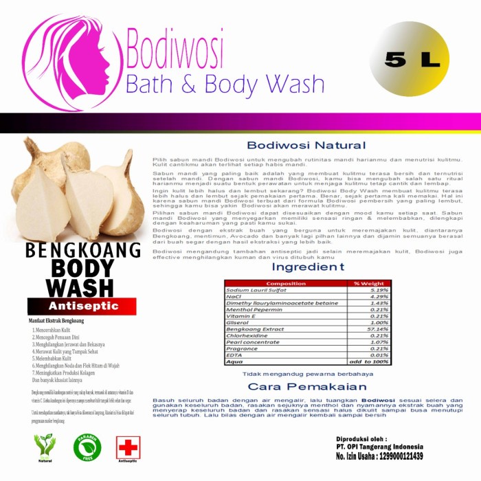 Bodwosi Body wash 5 liter sabun mandi bengkoang asli untuk perawatan (toko oshe)