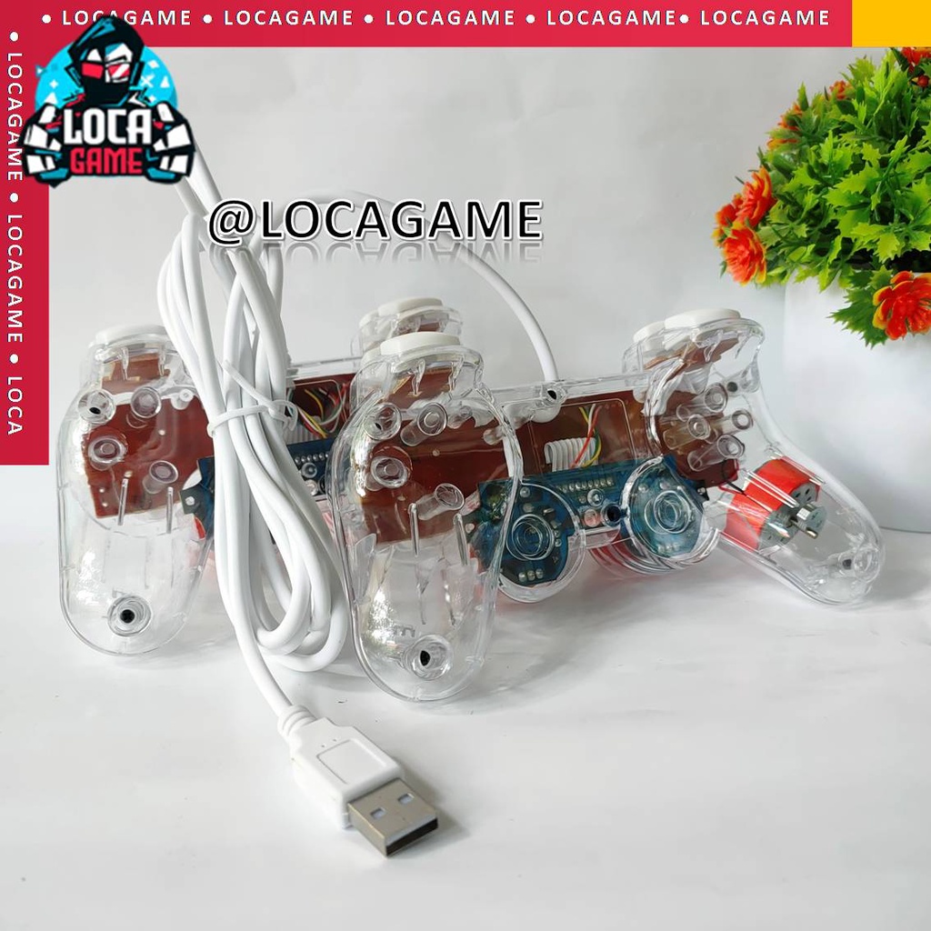 GAMEPAD DOUBLE USB STIK STICK PC/LAPTOP/JOYSTIK TRANSPARAN MERK M-TECH