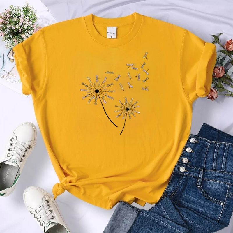 Baju Wanita Kaos Oblong Cewek Lengan Pendek Atasan Dewasa Tshirt Oversize Termurah Dragonfly Cod