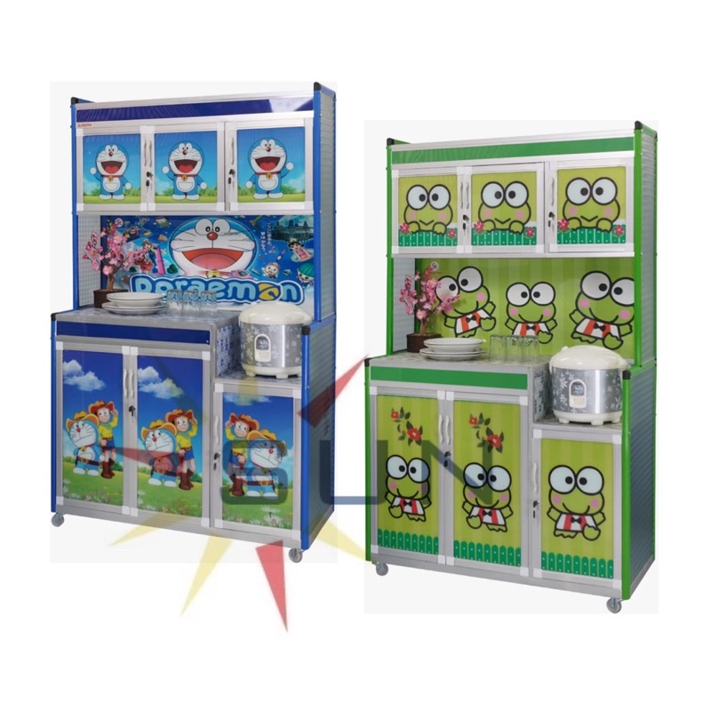 Rak Piring 3Pintu Jumbo Kaca Full Printing / Almari Piring MagicCom