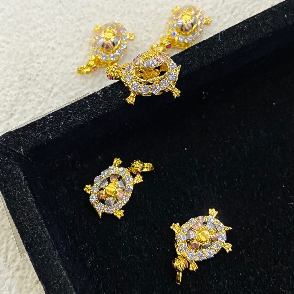 Liontin kalung cincin anak dan dewasa emas asli kadar 700 750 70 75 16k 17k kura kura2 mix 3 warna kombinasi whitegold mainan rantai kura-kura