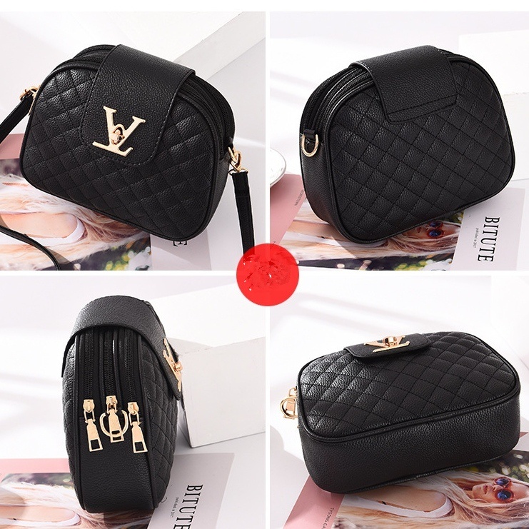 TAS SELEMPANG WANITA KOREA KULIT HITAM PANARTA TA732B5 IMPORT SLING BAG REMAJA KEKINIAN BRANDED BATAM PREMIUM SIMPLE LUCU FASHION CEWEK MURAH