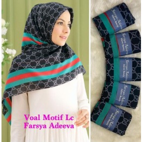 Hijab Segi Empat Denay KW Motif Gucci Hitam Kerudung GC Black Jilbab Gucci Terbaru