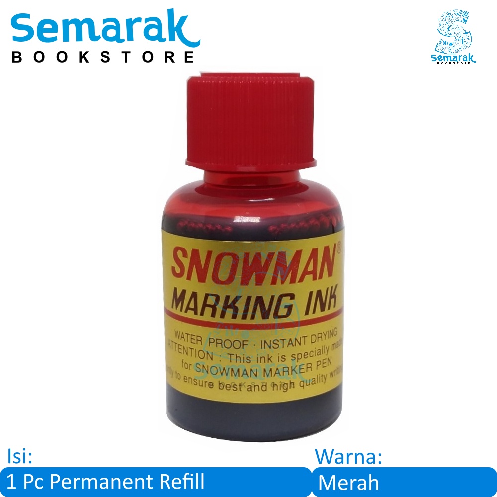 

Snowman Refill Permanent Marking Ink Tinta Spidol tidak dapat dihapus 20 ml - Merah