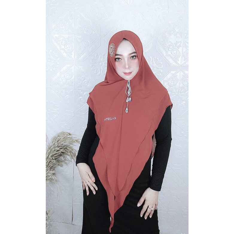 MERAH BATA hijab khimar syari by faesta dengan pet antem dan mewah dengan crystal setara swarovski