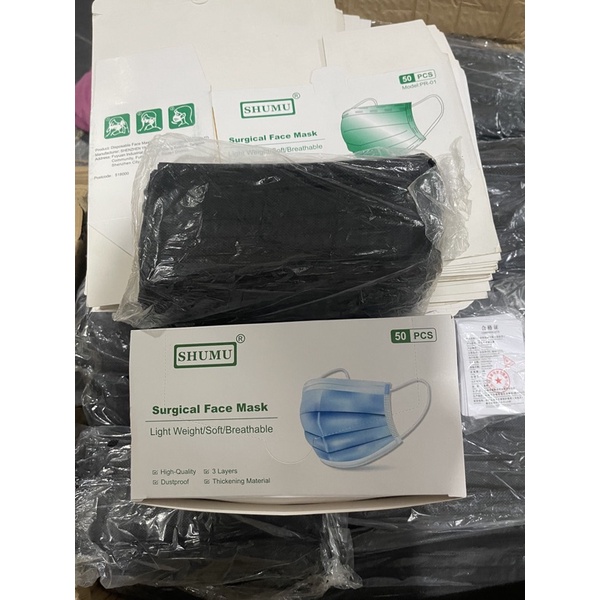 MASKER EARLOOP HITAM 3 PLY ISI 50 PCS/BOX SEMARANG