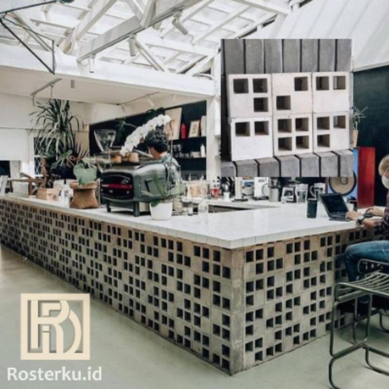 Roster beton minimalis motif dadu abu/loster/pagar rumah modern/pentilasi udara