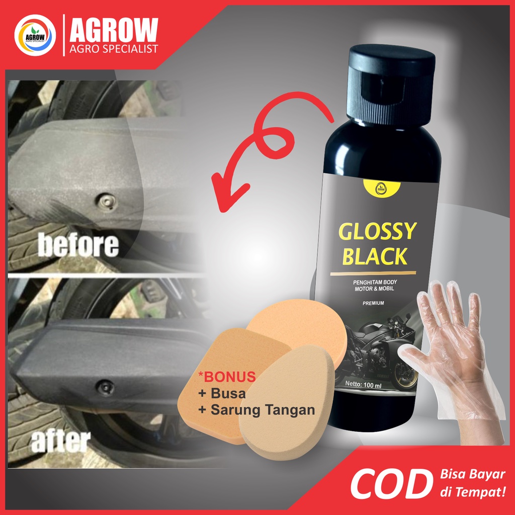 Glossy Black Polish ORI 100 ML Penghitam Dashboard Body Kasar Motor &amp; Mobil by Agrow (Trim Restorer)