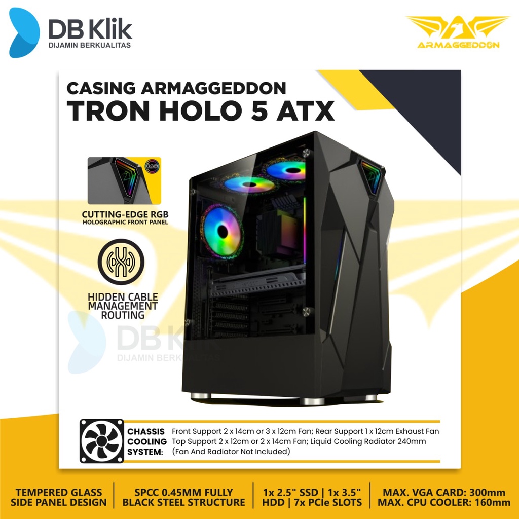 Casing Armaggeddon TRON HOLO 5 ATX RGB Holographic - Case TRON HOLO-5