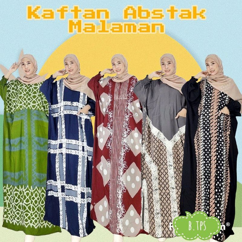 Kaftan Batik Cap Abstrak Malaman Kaftan Rayon Tebal Model Saku Kaftan Terbaru Pekalongan