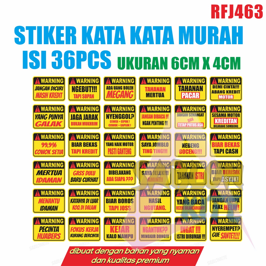 STIKER KATA KATA MURAH DAPAT 36PCS RFJ463