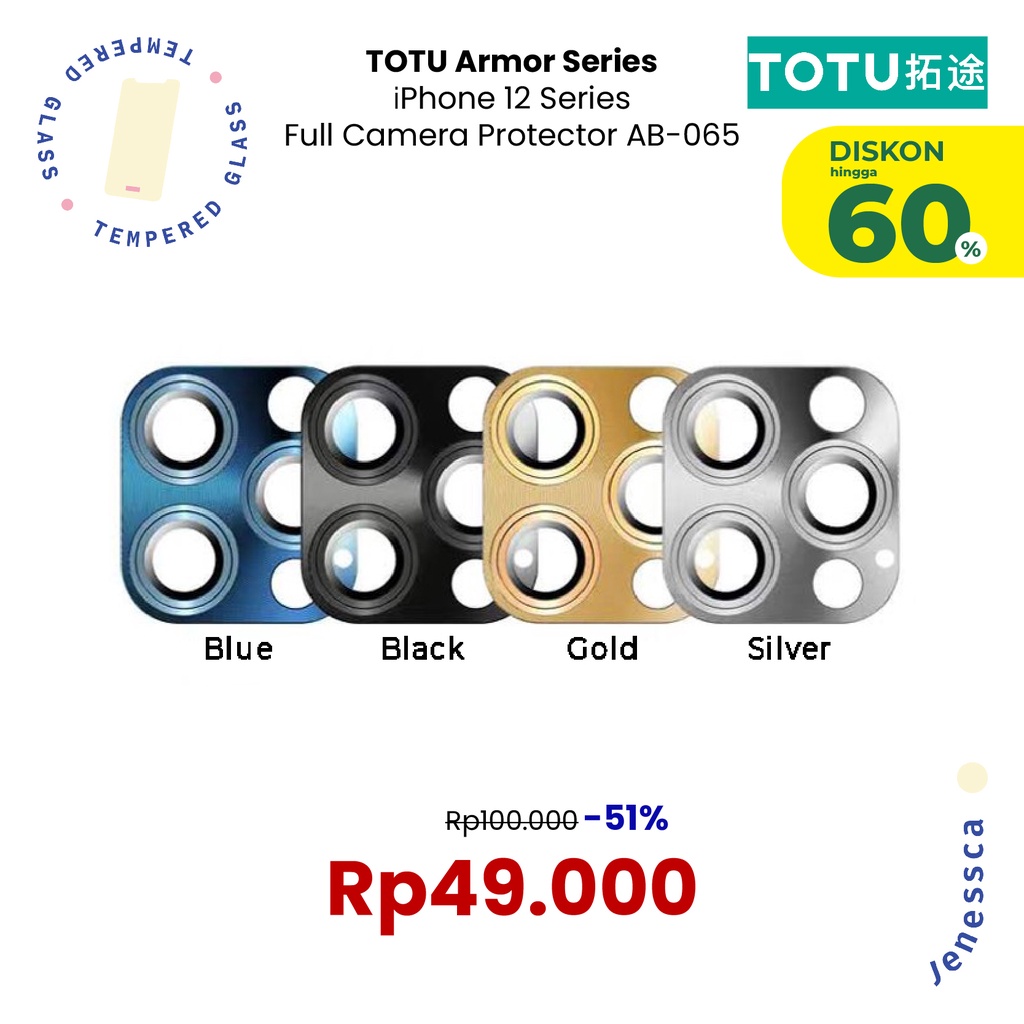 TOTU iPhone 12 Pro/12 Pro Max Tempered Glass Camera Pelindung Kamera Antigores Kamera