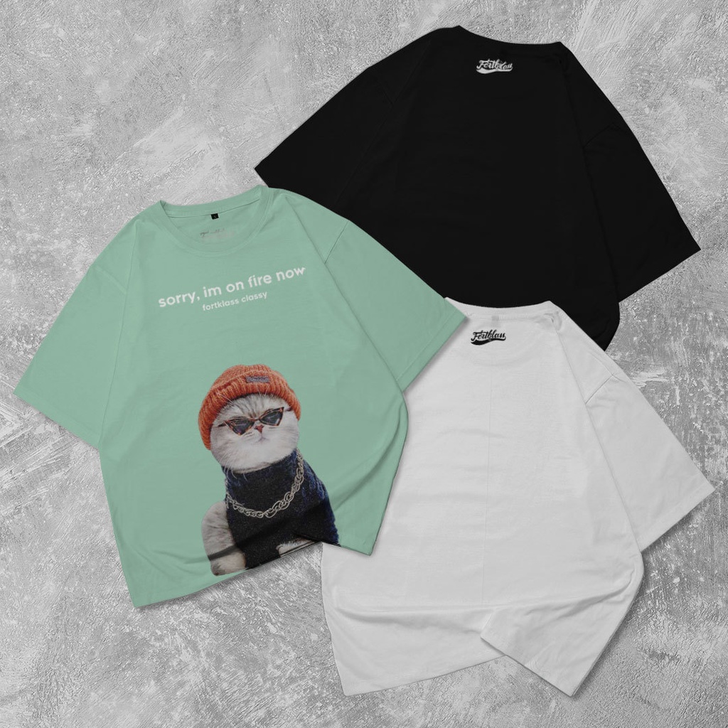 HIPNOP  Cat Kaos Oversize T-Shirt Cowok Premium