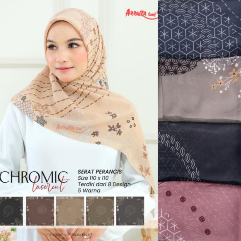 hijab segi empat motif Azzura