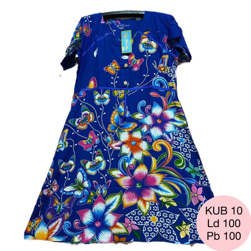 Daster Pendek Selutut Rayon Busui Kancing Depan Kencana Ungu Label Biru Asli Premium Cantik Murah Se