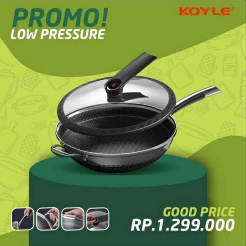 KOYLE Low Pressure SUS 316L Diameter 32cm Premium Quality - Wok Anti Lengket PROMO