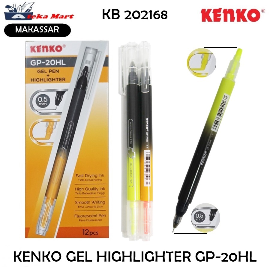 

[BOX/12PCS] KENKO GEL PEN + HIGHLIGHTHER GP-20HL
