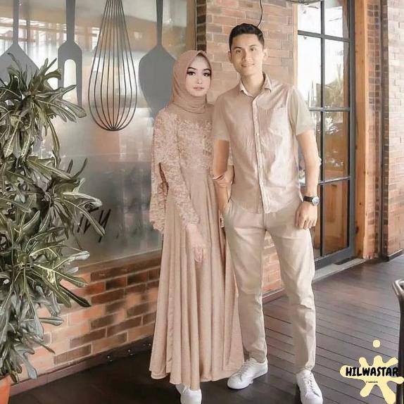 Baju Couple Flanela Sarimbit Lebaran (2022) Hafiz&Hafizah Family Gamis Murah