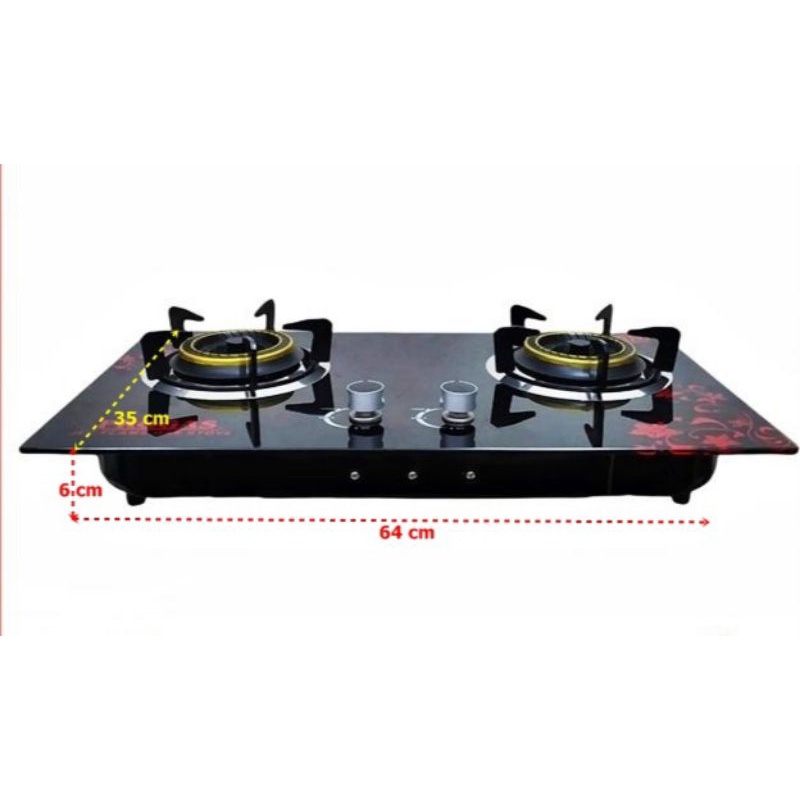 Progas , Kompor Gas , 2 Tungku GAS GAS , Tanam Kaca Anti pecah , Api Tornado