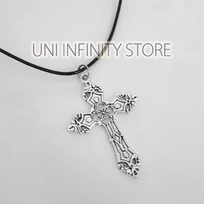 JWNE0369 Kalung Salib Gotik Unisex Pria Wanita Vintage Antique Silver Gothic Cross Necklace