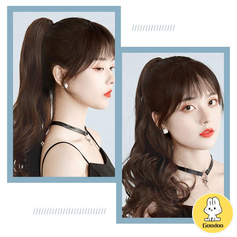 Ikat Rambut Palsu Gelomban Wig Rambut Gelombang Cakar Klip Rambut Pendek Kuncir Kuda Poni Keriting 8 Gigi Klip Wig Wanita -Doo