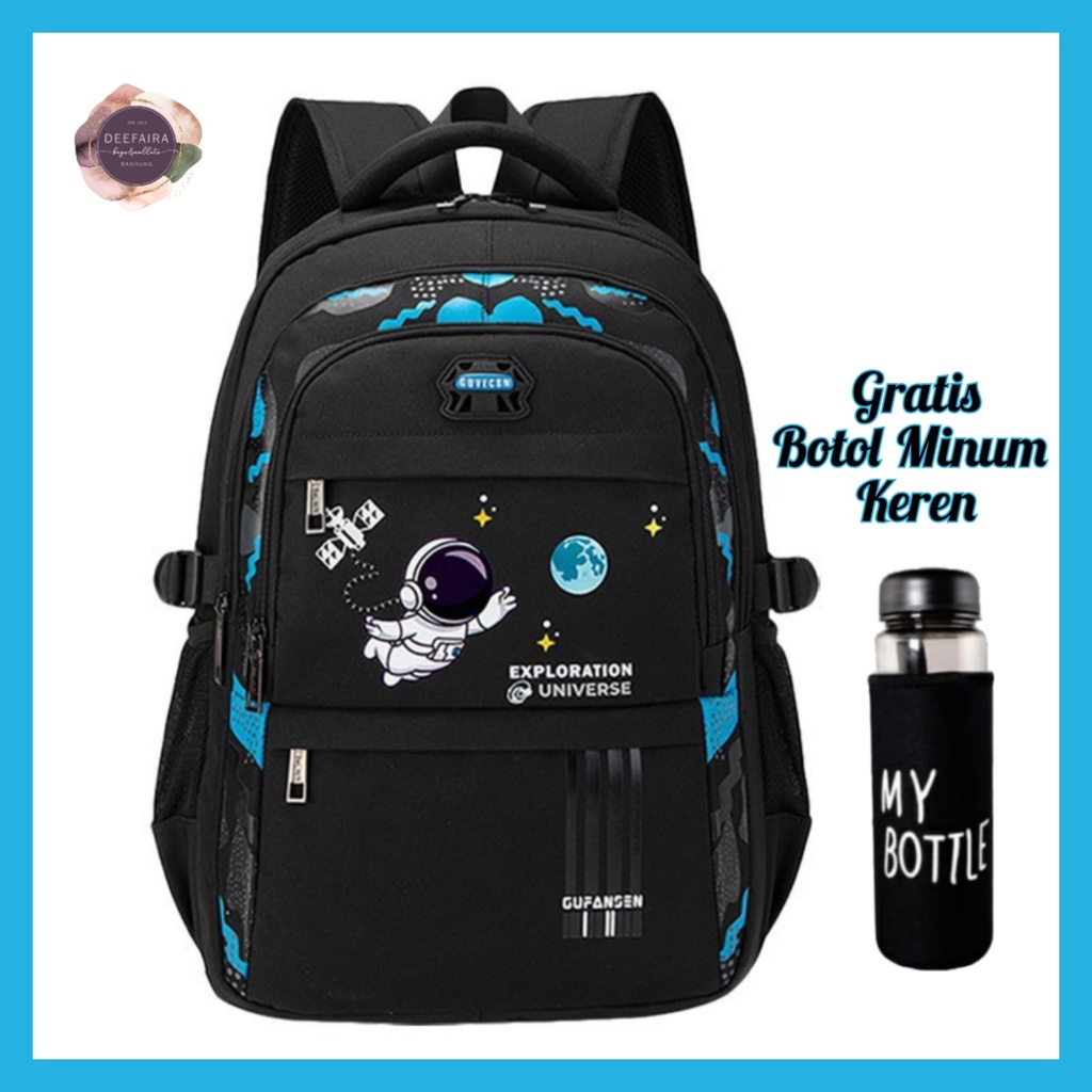 Tas Ransel Anak Laki Laki Motif Astr0n0t M00n Free My B0ttle Untuk Sd &amp; Smp