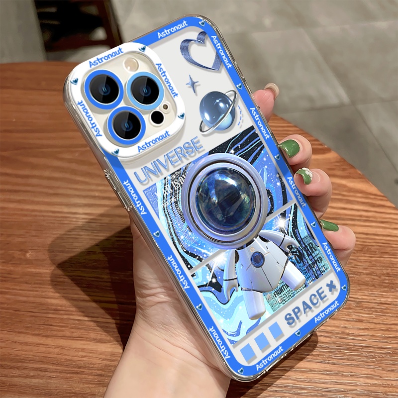 IPHONE Soft Case Robot Lucu Kompatibel Untuk Iphone14 13 12 11 Pro XS Max XR X8 7 6S Plus Casing Ponsel Mini Transparan TPU Silikon Shockproof Cover