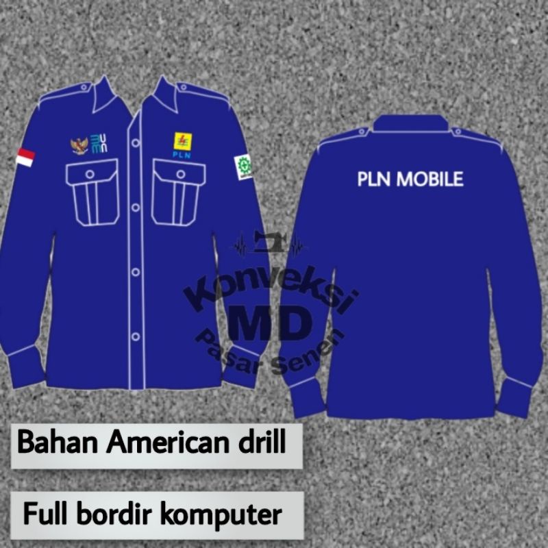 kemeja eksklusif PLN mobile/seragam eksklusif PLN mobile/kemeja PLN mobile full bordir