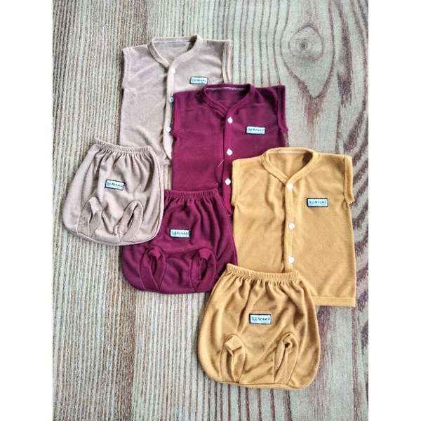 9 setel (18 pcs) paket hemat baju/celana bayi full warna maron coksu kubus