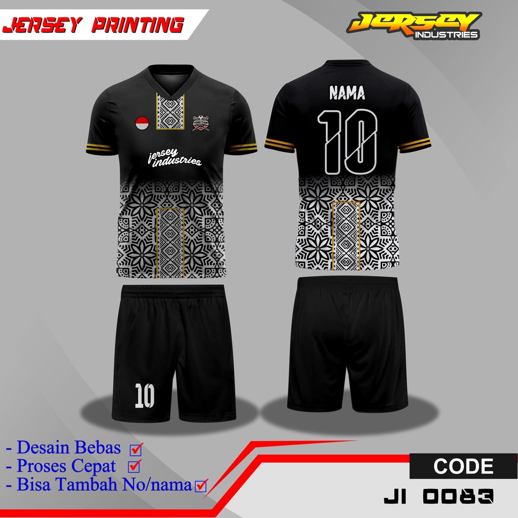 Jersey Setelan Futsal Full Printing, Baju Jersey Team Futsal Desain Keren, Bisa Tambah Nama Dan Nomo