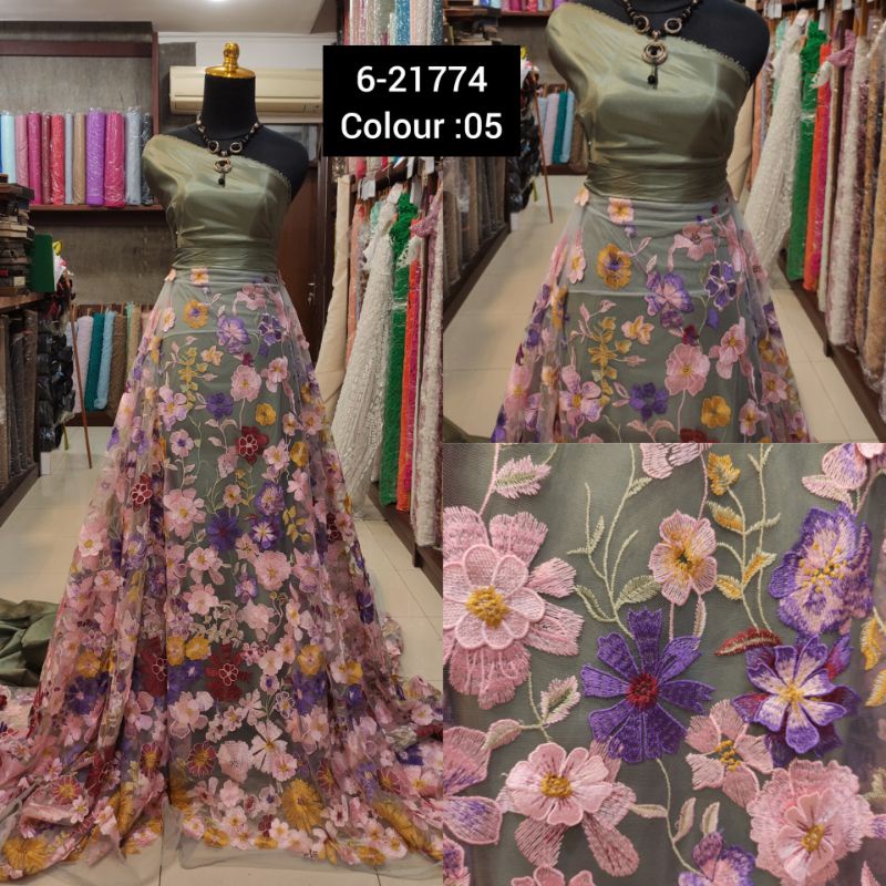 Kain Tile Brokat 3D Timbul Valentino AT342 sage Green