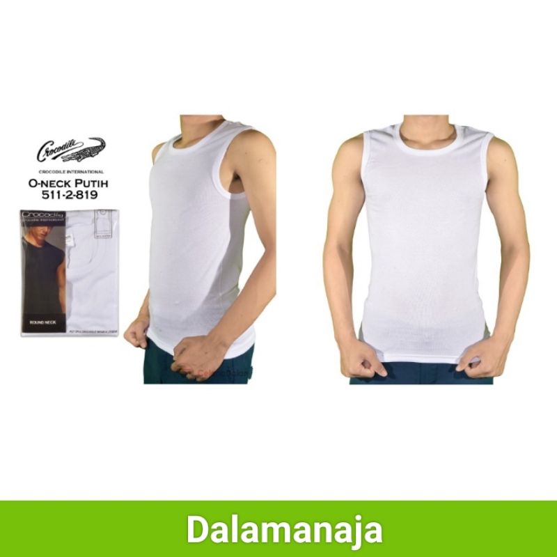 CROCODILE Kaos Singlet Pria 511-819 ROUND-NECK - PUTIH Original