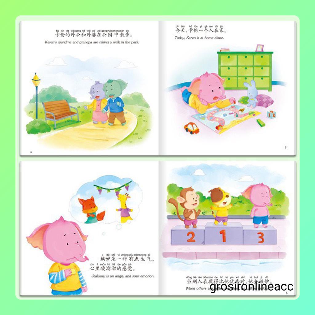 B Story Book kids Anak Belajar English Mandarin Scan QR Code Bilingual cover warna buku