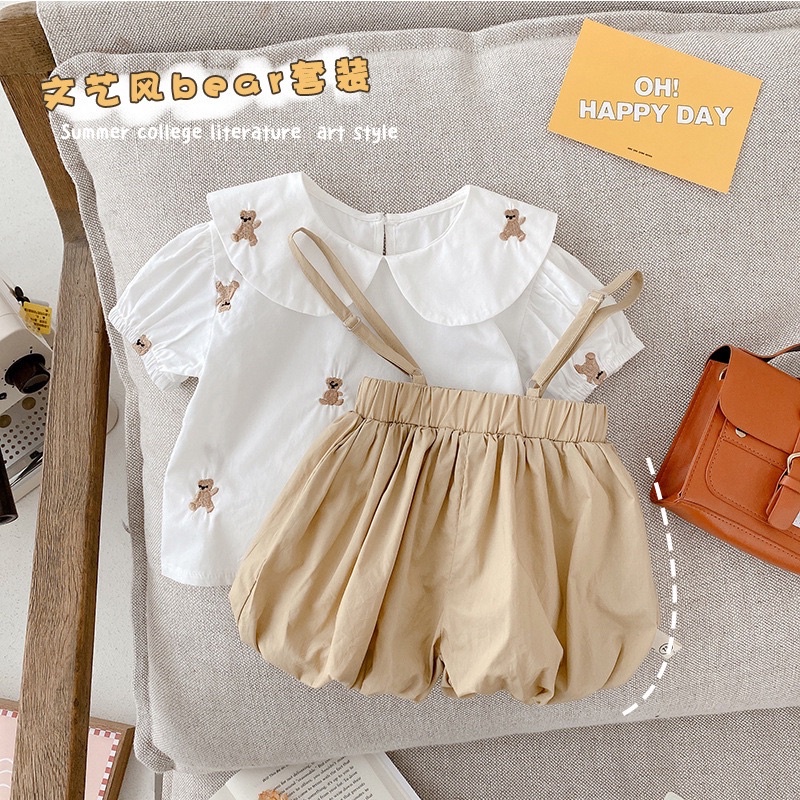 Teddy shirt overall anak perempuan