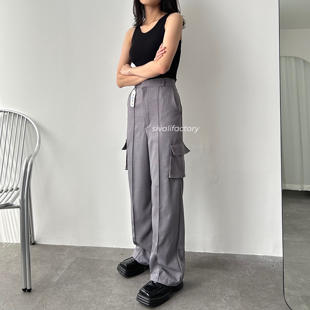 SIVALI Harper Cargo Pants - Highwaist Loose Cargo - Celana Kargo Wanita - Baggy Pants