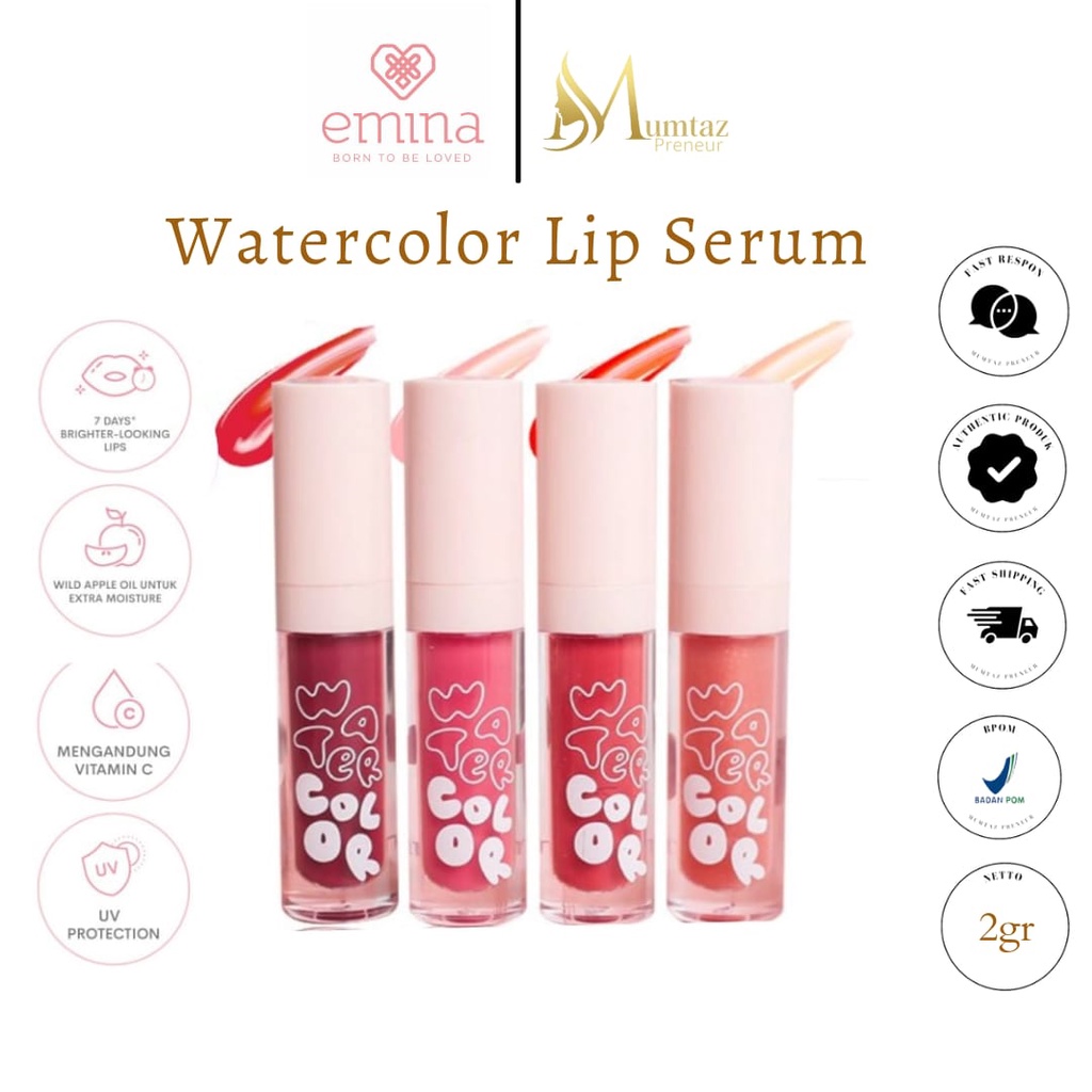 EMINA WATERCOLOR LIP SERUM SERUM BIBIR TINTED MENCERAHKAN DALAM 7 HARI LIP SERUMSKINCARE HAIRCARE MA
