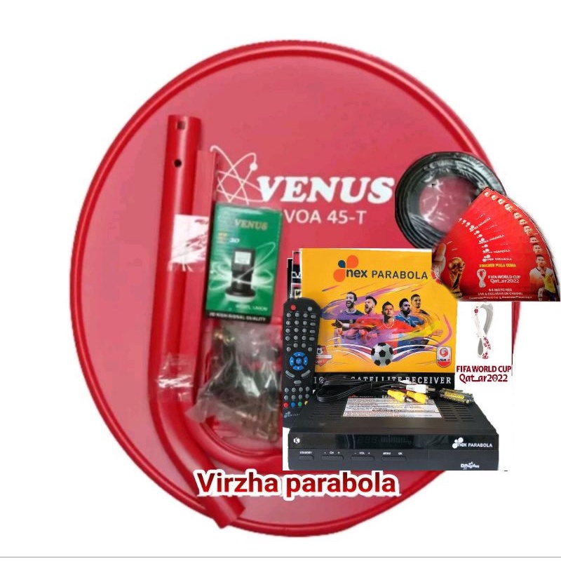 PAKET LENGKAP NEX MERAH KUNING NEX PARABOLA DISH 45CM KU BAND SES9